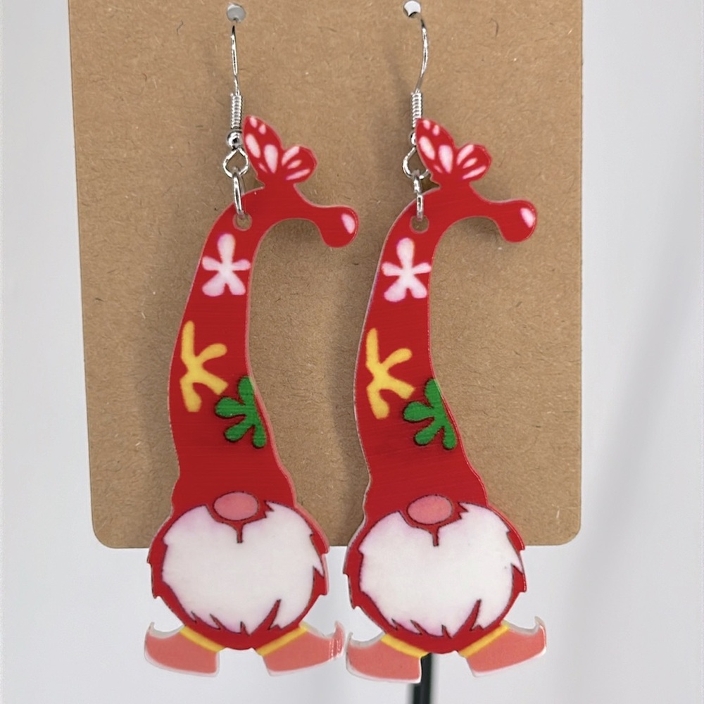 Christmas Gnome Earrings Acrylic Cartoon